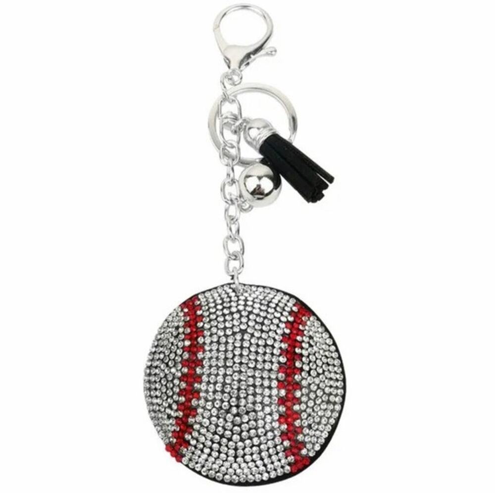 Rhinestone Baseball Keyring